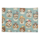 かわいいイラストレーションの帽子の犬 枕カバー (裏面)