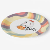 かわいいイラストレーションハッピーハローウィンブー ペーパープレート (アングル)