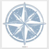 かわいいイラストレーションブルーコンパスリノカットコンパス、 シール (シート)