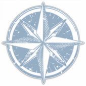 かわいいイラストレーションブルーコンパスリノカットコンパス、 シール (正面)