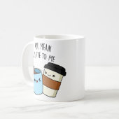 かわいいイラストレーションラブ引用文カラフル コーヒーマグカップ (正面左)