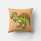 かわいいイラストレーション笑顔のスピノサウルス。 クッション (裏面)