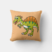 かわいいイラストレーション笑顔のスピノサウルス。 クッション (正面)