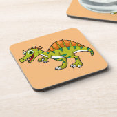 かわいいイラストレーション笑顔のスピノサウルス。 コースター (左側)