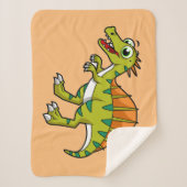 かわいいイラストレーション笑顔のスピノサウルス。 シェルパブランケット (正面)