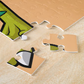 かわいいイラストレーション笑顔のスピノサウルス。 ジグソーパズル (側面)