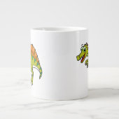 かわいいイラストレーション笑顔のスピノサウルス。 ジャンボコーヒーマグカップ (正面)