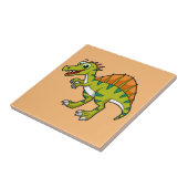 かわいいイラストレーション笑顔のスピノサウルス。 タイル (側面)