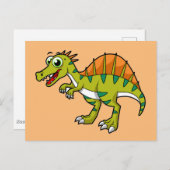 かわいいイラストレーション笑顔のスピノサウルス。 ポストカード (正面/裏面)