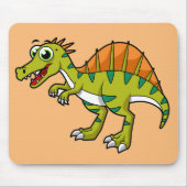 かわいいイラストレーション笑顔のスピノサウルス。 マウスパッド (正面)