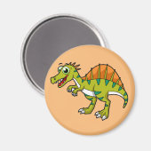 かわいいイラストレーション笑顔のスピノサウルス。 マグネット (正面/裏面)