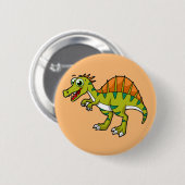 かわいいイラストレーション笑顔のスピノサウルス。 缶バッジ (正面&裏面)