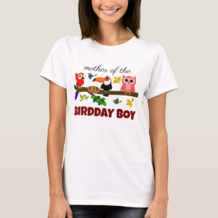 かわいいイラストレーション鳥ママの鳥誕生日子 Tシャツ