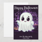 かわいいイラスト ハロウィン おばけ ホリデー カード (正面/裏面)