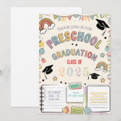 かわいいイラスト 幼稚園 卒園 淡い色合い 招待状 (正面/裏面)