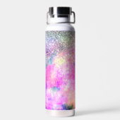 かわいいイリデスゲン銀フェイクグリッターモノグラムのノートボ ウォーターボトル (背面)