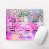 かわいいイリデスゲン銀フェイクグリッターモノグラム2025 マウスパッド (マウス)