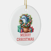 かわいいイルカのクリスマス セラミックオーナメント (右)
