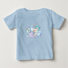 かわいいイルカの友達キッズTシャツ ベビーTシャツ