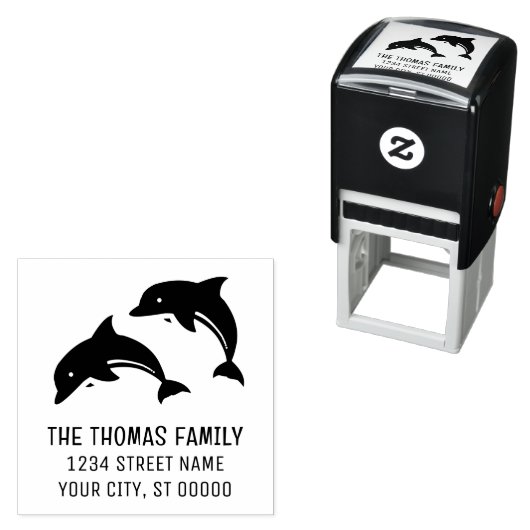 かわいいイルカの名前のアドレス セルフインキングスタンプ (インサイチュ)