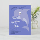 かわいいイルカの子どもたち1歳の誕生日パーティー 招待状 (スタンド正面)