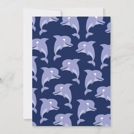 かわいいイルカの子どもたち1歳の誕生日パーティー 招待状 (裏面)