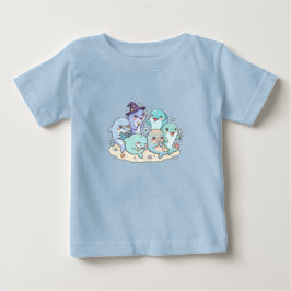かわいいイルカの家族の子供用Tシャツ ベビーTシャツ