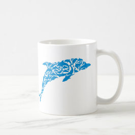 かわいいイルカの形を形作っている青いイルカ コーヒーマグカップ