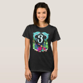かわいいイルカの海の中の3歳の誕生日グッズ ファミ Tシャツ (正面フル)