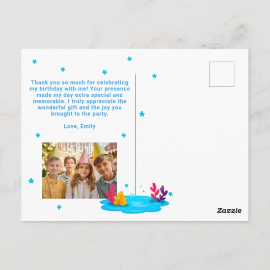 かわいいイルカの海の動物の誕生日子供2写真 ポストカード (裏面)