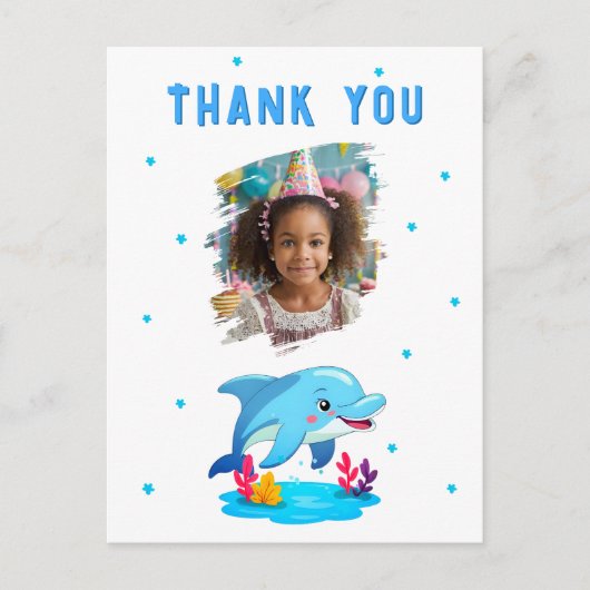 かわいいイルカの海の動物の誕生日子供2写真 ポストカード (正面)