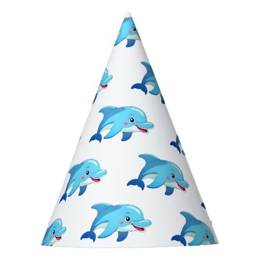 かわいいイルカの海の動物の誕生日 パーティーハット (正面)