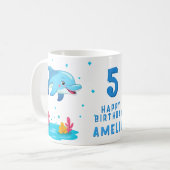 かわいいイルカの海の動物子供の誕生日パーティー コーヒーマグカップ (正面左)