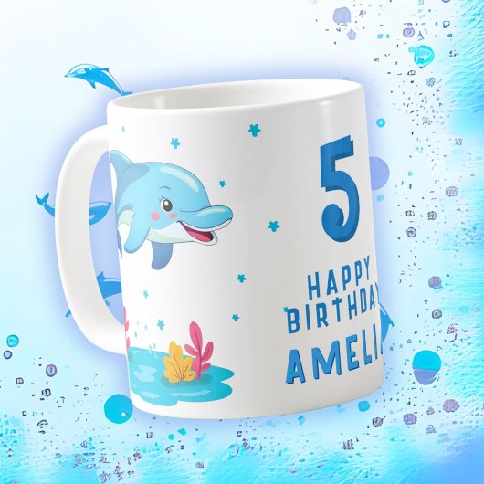 かわいいイルカの海の動物子供の誕生日パーティー コーヒーマグカップ