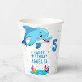 かわいいイルカの海の動物子供の誕生日パーティー 紙コップ (正面)