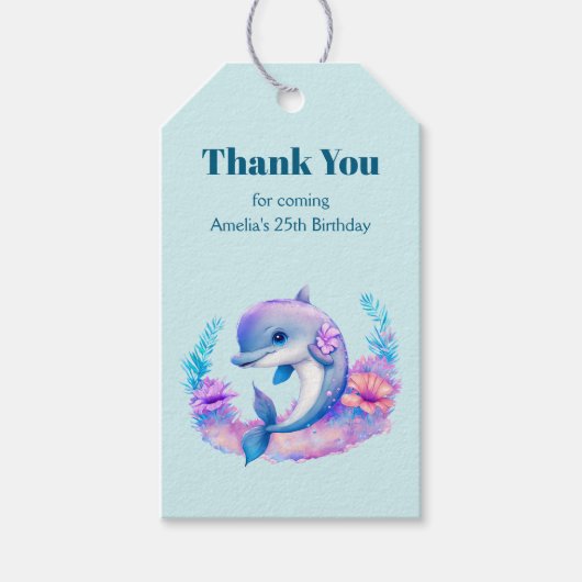 かわいいイルカの海の生き物ありがとう ギフトタグ (正面)