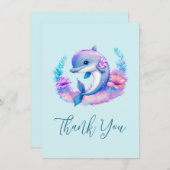 かわいいイルカの海の生き物ありがとう サンキューカード (正面/裏面)