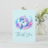 かわいいイルカの海の生き物ありがとう サンキューカード (スタンド正面)