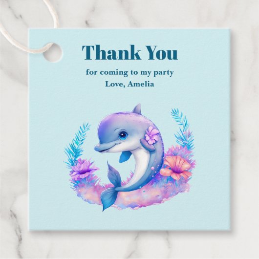 かわいいイルカの海の生き物ありがとう フェイバータグ (正面)