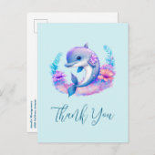 かわいいイルカの海の生き物ありがとう ポストカード (正面/裏面)