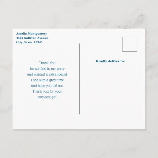 かわいいイルカの海の生き物ありがとう ポストカード (裏面)