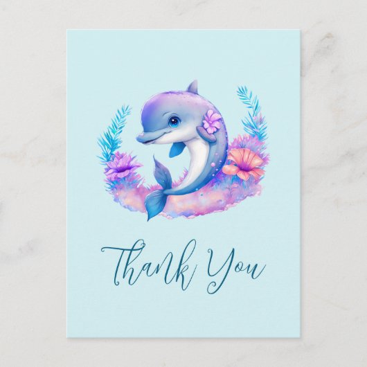 かわいいイルカの海の生き物ありがとう ポストカード (正面)