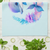 かわいいイルカの海の生き物 キッチンタオル (折り畳み)