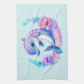 かわいいイルカの海の生き物 キッチンタオル (縦)