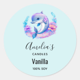 かわいいイルカの海の生き物 – キャンドルビジネス ラウンドシール