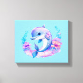 かわいいイルカの海の生き物 キャンバスプリント (正面)