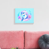 かわいいイルカの海の生き物 キャンバスプリント (インサイチュ (リビング))