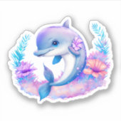 かわいいイルカの海の生き物 シール (正面)