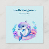 かわいいイルカの海の生き物 スクエア名刺 (正面)