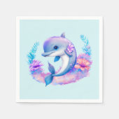 かわいいイルカの海の生き物 スタンダードカクテルナプキン (正面)